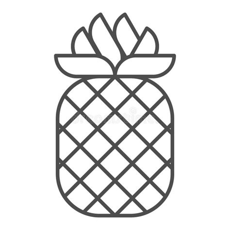 Pineapple Thin Line Icon Summer Concept Tropical Fruit Sign On White