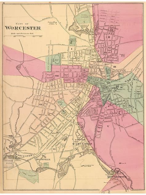 Vintage Map Of Worcester MA 1871 Poster By BravuraMedia Redbubble