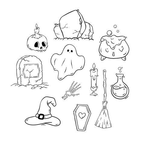 Premium Vector Hand Drawn Halloween Elements Collection