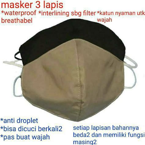 Jual Masker Kain 3 Ply Masker 3 Lapis Shopee Indonesia