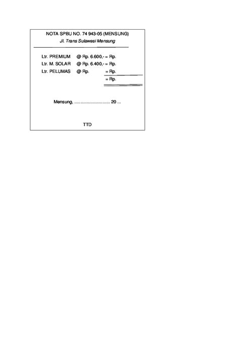 Nota Spbu Excel