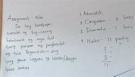 Assignment 4 1 23 Sa Long Bondpaper Sumulat Ng Tig Isang Halimbawa Ng