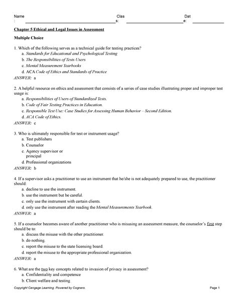 Chapter 5 Ethical And Legal Issues In Assessment Chapter 5 Ethical