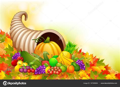 Autumn Cornucopia Horn Of Plenty With Fruits Stock Vector By ©dualoro