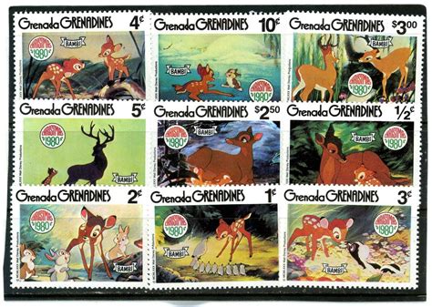 GRENADA GRENADINES 1980 DISNEY CHRISTMAS BAMBI SET OF 9 STAMPS MNH EBay