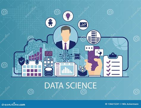 Ejemplo Del Vector De La Ciencia De Los Datos Con El Hombre Y Los