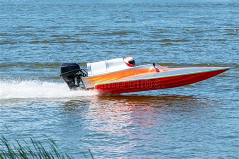 Speed Boat Go Fast Along The Lake Stock Image Image Of Competition