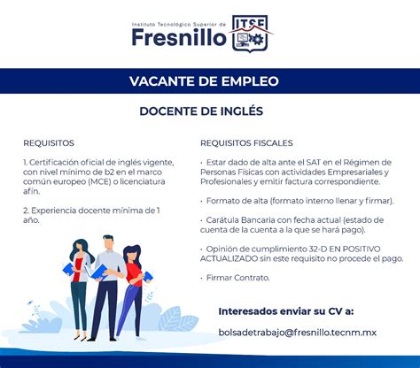 Vacante Docente De Ingl S Instituto Tecnol Gico Superior De Fresnillo