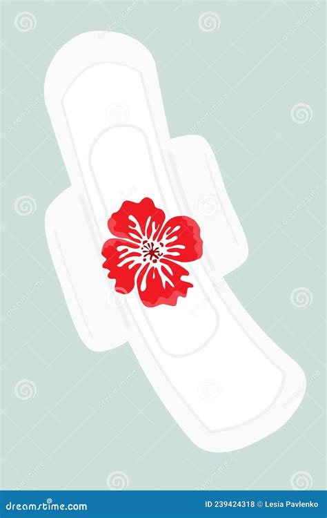 Female Sanitary Pad with Red Blood Flower Symbol. Menstruation Napkin ...