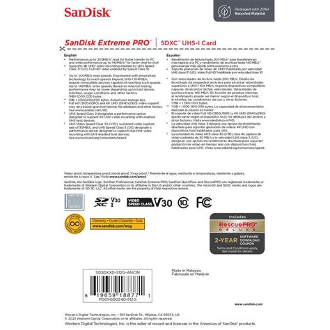 Carte M Moire Sandisk Gb Extreme Pro Uhs I Sdxc Rescuepro Deluxe