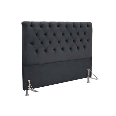 Cabeceira Cama Box Estofada Casal Casal Embaixatriz Suede Cinza