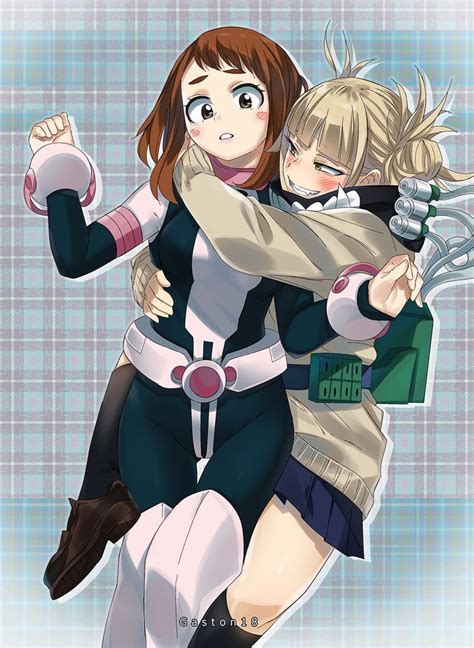 Two Anime Characters Hugging Each Other With Their Arms Around One