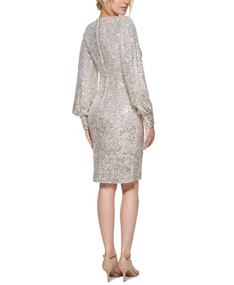 Eliza J Balloon Sleeve Sequin Dress Macys