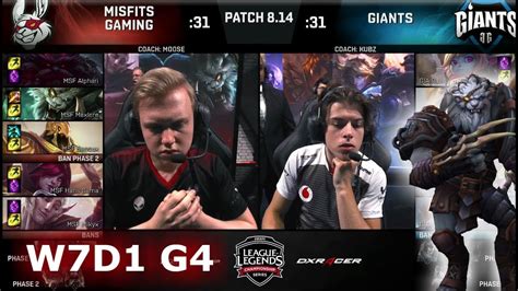 Misfits Vs Giants Week 7 Day 1 S8 EU LCS Summer 2018 MSF Vs GIA