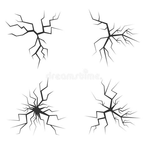 Sistema Simple Del Vector De Las Grietas Aislado En Blanco Ilustración