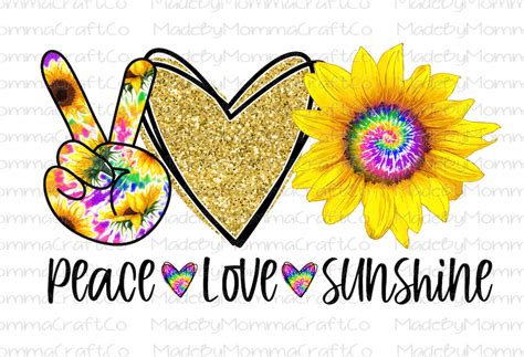 Peace Love Sunshine Tie Dye Heart Sunflower Cheat Clear Waterslide