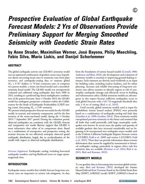 Prospective Evaluation Of Global Earthquake Forecast Models Yrs Of