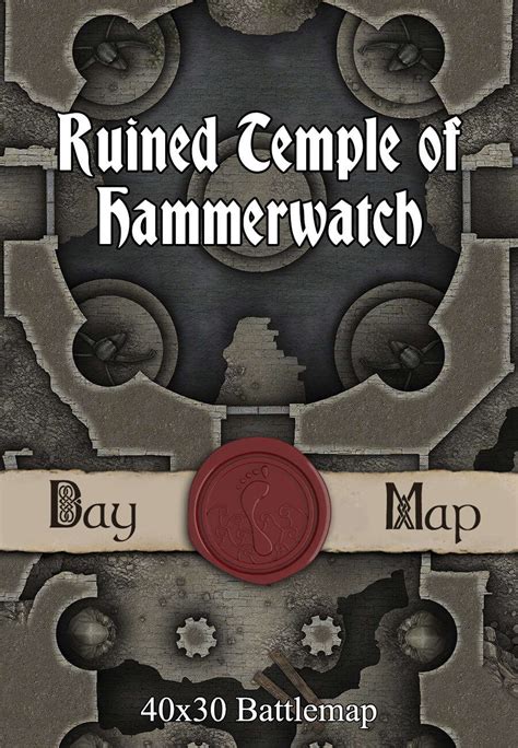 40x30 Battlemap Ruined Temple Of Hammerwatch Seafoot Games Ruins