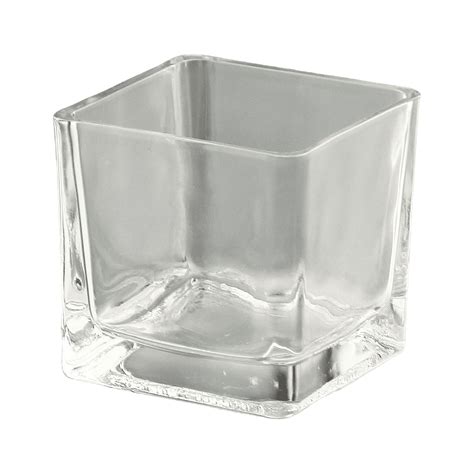 Cc Home Furnishings 3” Clear Square Handblown Glass Vase