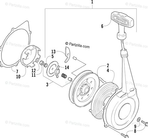 Arctic Cat ATV 2002 OEM Parts Diagram For Recoil Starter Assembly