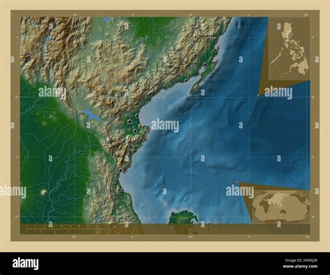 Aurora Province Of Philippines Colored Elevation Map With Lakes And