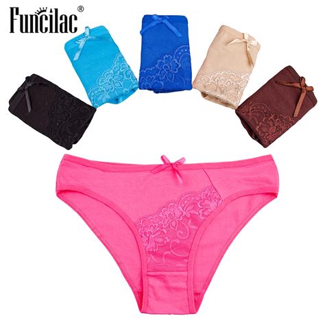 Funcilac Womens Cotton Underwear Sexy Lace Panties Soft Briefs For Women Female Intimate Ladies