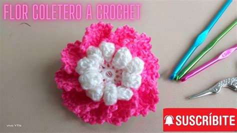 Hermosa Flor Tejida A Crochet Paso A Paso Coletero A Crochet How To