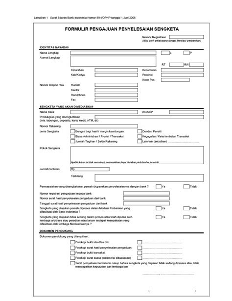 PDF Formulir Pengajuan Penyelesaian Sengketa Perbankan DOKUMEN TIPS