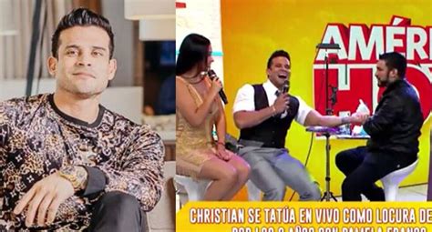 Christian Domínguez Se Tatuó En Vivo Tras Cumplir 3 Años Con Pamela Franco Video América Hoy