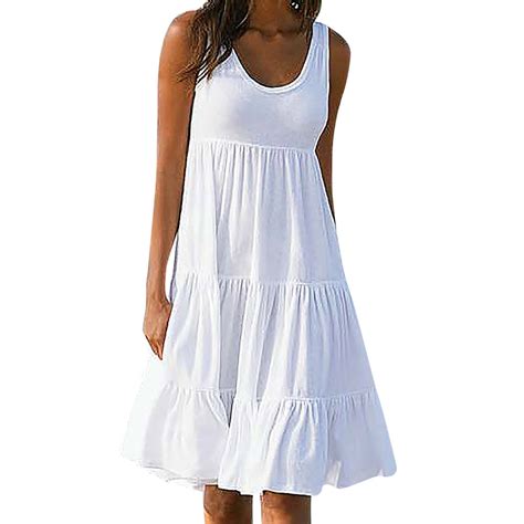 Vsssj Summer Dresses For Women Casual Round Neck Sleeveless Tiered