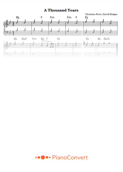 A Thousand Years Easy Piano Sheet Music In Pdf La Touche Musicale