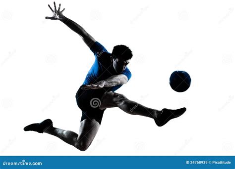 Man Soccer Football Player Flying Kicking Royalty Free Stock Images