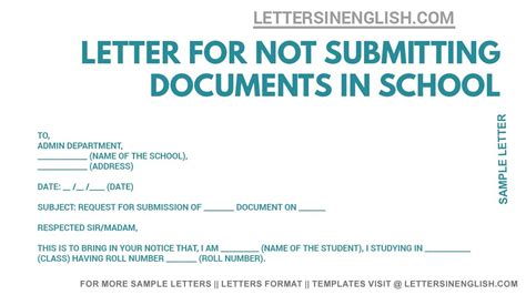 Letter Format For Not Submitting Documents Letter To Principal For