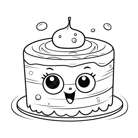 Cake Coloring Pages For Kids Outline Sketch Drawing Vector Easy Cake