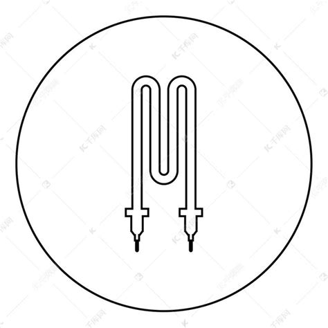 圆形轮廓黑色矢量插图平面样式简单图像中的热电加热元件图标。素材图片免费下载 千库网