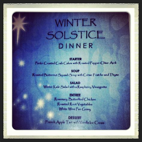 Winter Solstice Dinner Menu Winter Solstice Winter Solstice Party