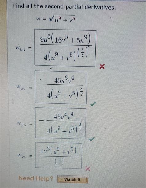 Solved Find All The Second Partial Derivatives Chegg