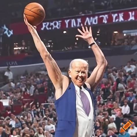 Joe Biden Playing Basketball Against The Rock On Craiyon