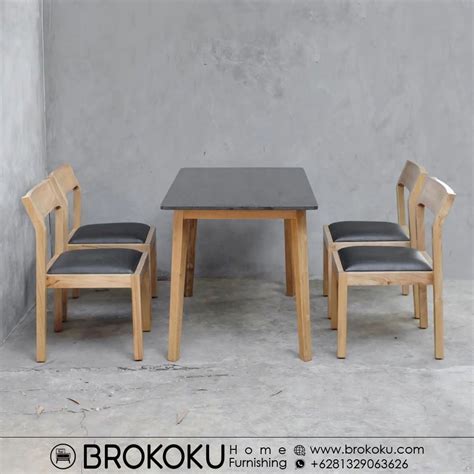 Jual Meja Makan Kayu Jati Minimalis Modern Kursi Retro Bhf Brokoku