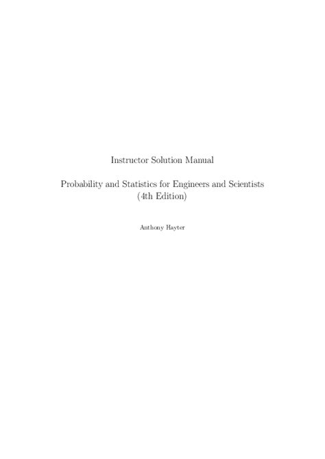 Pdf Instructor Solution Manual Probability And Statistics For