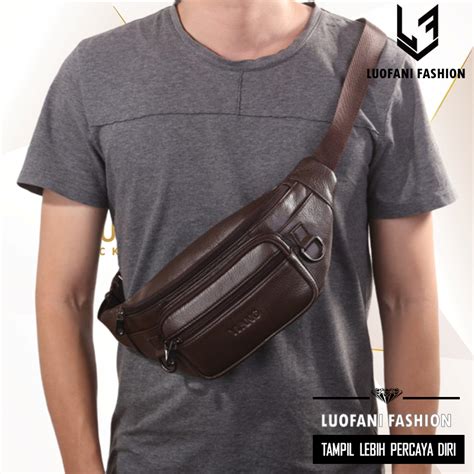 Jual Tas Selempang Pria Tas Pinggang Waistbag Pria Kulit Pu Waist Bag