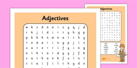 Adjective Word Search Teacher Made