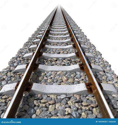 Rails Lines On Concrete Sleepers Stock Photo 16939638