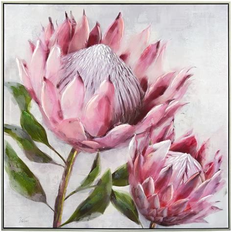 Protea Pair Canvas Print Protea Art Flower Art Acrylic Painting Flowers