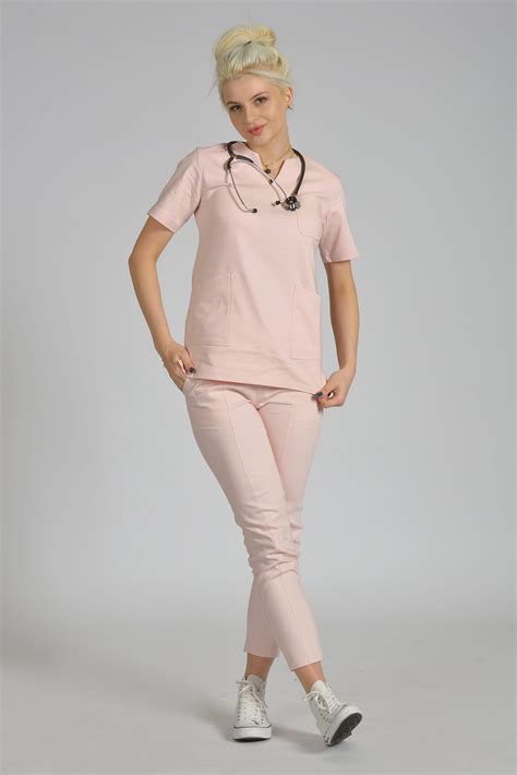 Bluzka medyczna damska Scrubs V Neck Light Apricot Odzież Medyczna