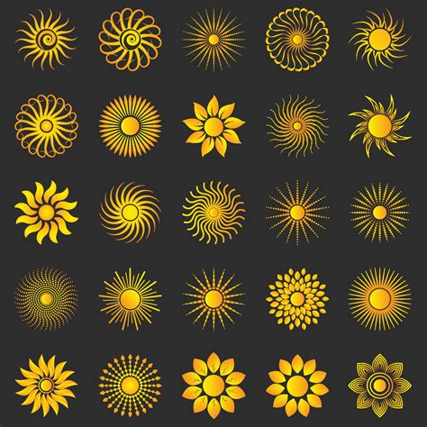 Set of Sun Logo Vector Icon. Stock illustration. 23887311 Vector Art at ...