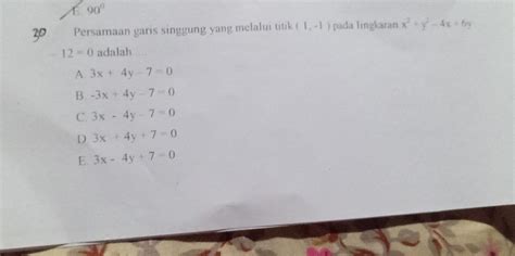 Solved L Persamaan Garis Singgung Yang Melalui Titik