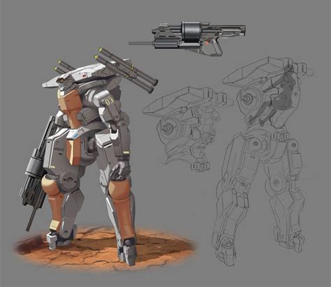 Scout Mech Carlo Arellano Mech Robot Concept Art Scifi Environment