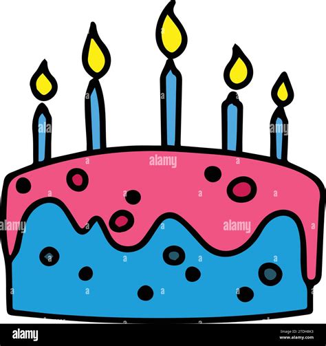 Birthday Cake With Candles Cake Icon Symbol Of The Holiday Birthday Festive Cake With A