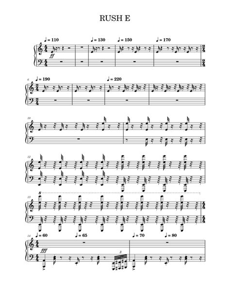 Rush E Sheet Music For Piano Solo